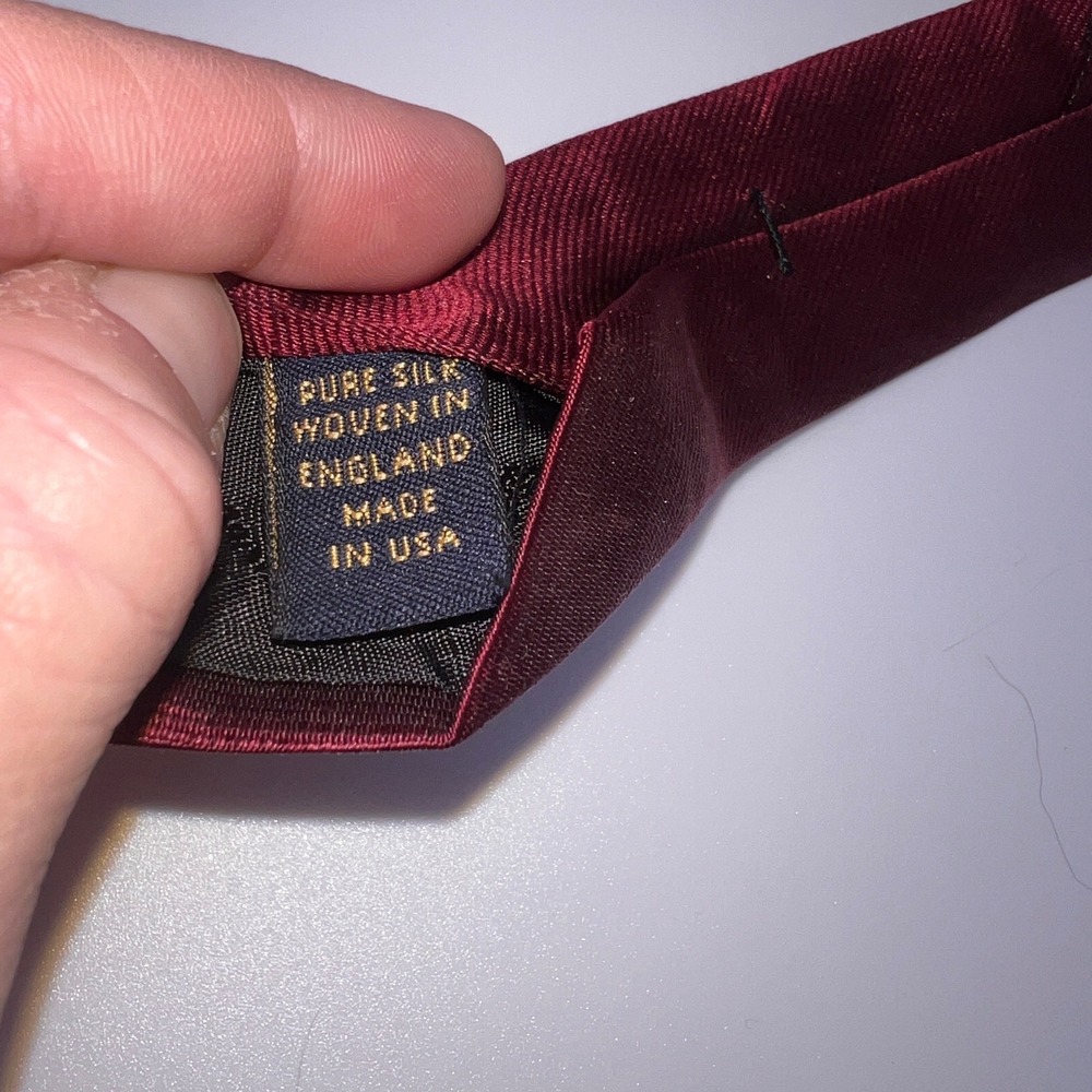 Brooks Brothers Men's Necktie Bundle 100% Silk Striped & Solid Burgundy Academia - Picture 6 of 8